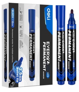 Marker Permanent Albastru Varf Rotund 2.5mm Deli - Img 3