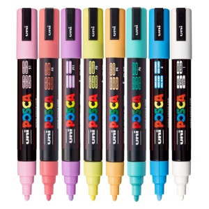 Marker UNI Posca PC-5M, varf rotund, 1.8-2.5mm, set 8 culori pastel - Img 3