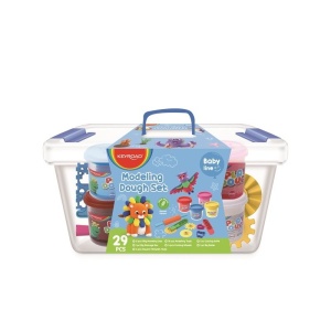 Plastilina Keyroad Baby line, 6 culori x 110g, 22 unelte plastic modelaj, cutie plastic, set 6 culori - Img 2