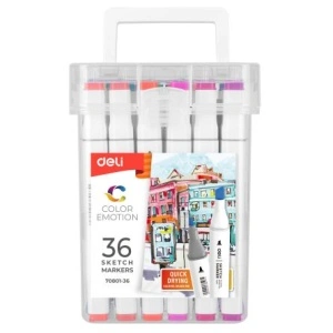 Set 36 Markere Skething Varf Dublu 1mm/7mm Cut Plastic Deli