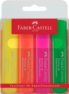 Textmarker Set 4 Superfluroscent 1546 Faber-Castell - Img 1