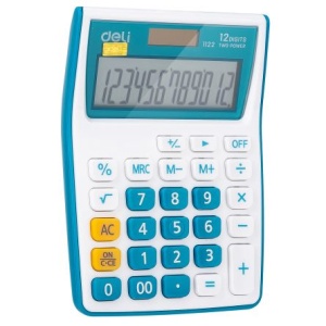 Calculator Buzunar 12 Dib Alb-Albastru Deli - Img 2