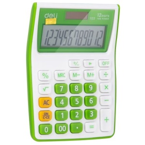 Calculator Buzunar 12 Dib Alb-Verde Deli - Img 2