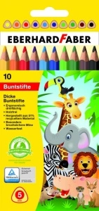 Creioane Colorate Plastic Jumbo 10 Culori Eberhard Faber
