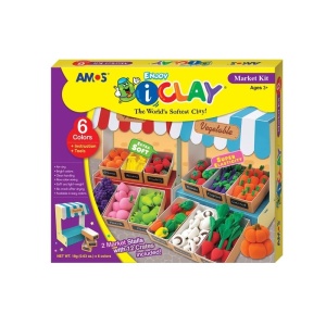 Plastilina Amos iClay, 6 culori x 18g, cu accesorii Market Kit