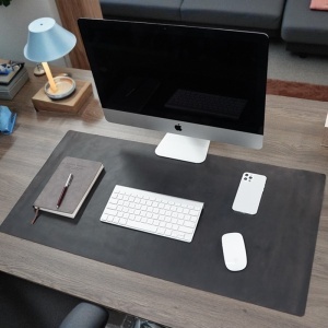 Protectie Birou Mouse Pad&Office Desk Mat Din Piele Naturala Neagra
