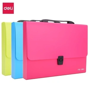 Servieta plastic Deli, cu maner, A4, 4cm, culori neon