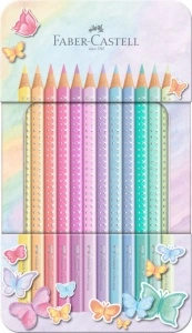 Set Cadou 12 Creioane Colorate Pastel Sparkle Faber-Castell
