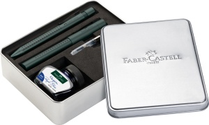 Set Cadou Stilou + Cerneala + Convertor Grip 2011 Verde Inchis Faber-Castell