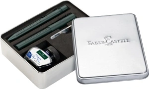 Set Cadou Stilou + Cerneala + Convertor Grip 2011 Verde Inchis Faber-Castell