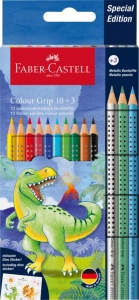 Set Promo Creioane Colorate 10+3 Culori Grip 2001 Dinozaur Faber-Castell