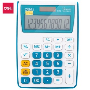 Calculator Buzunar 12 Dib Alb-Albastru Deli - Img 1