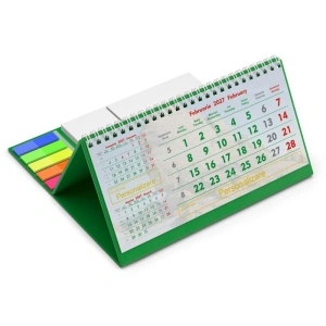 Calendar de birou cu notite repozitionabile DM202 Triptic, Verde - Img 3
