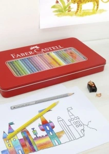 Creioane Colorate 12 Culori Cutie Metal-2 Faber-Castell - Img 2