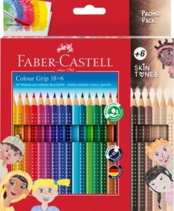 Creioane Colorate Grip 2001 18+6 Culori Tonurile Pielii Faber-Castell