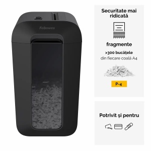 Distrugator documente Fellowes LX65, cross cut, 10 coli, negru - Img 2