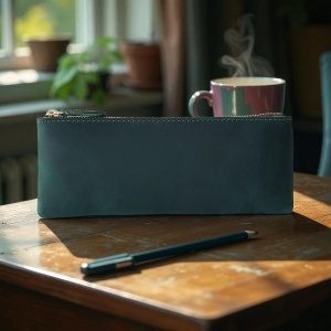 Etui Verde Piele Naturala