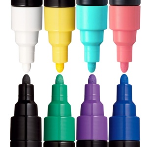 Set 8x Marker UNI Posca PC-5M, varf rotund, 1.8-2.5mm, cutie carton + saculet textil - Img 5