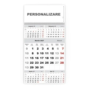 Calendar de perete TRIPTIC CLASIC 3 Argintiu - Img 2
