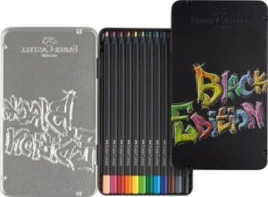 Creioane Colorate 12 Culori Black Edition Cutie Metal Faber-Castell - Img 2