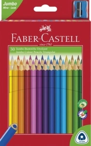Creioane Colorate Jumbo 30 Culori + Ascutitoare Faber-Castell