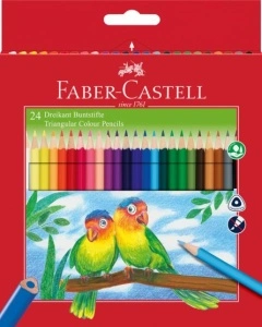 Creioane Colorate Triunghiulare 24 Culori + Ascutitoare Eco Faber-Castell