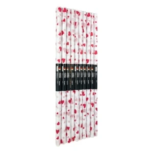 Hartie creponata Colorarte, 50x200cm, alb cu inimi rosii, set 10 role