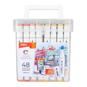 Set 48 Markere Skething Varf Dublu 1mm/7mm Cut Plastic Deli
