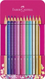 Set Cadou 12 Creioane Colorate Sparkle Faber-Castell