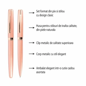 Set stilou & pix roz auriu Online Eleganza - Img 6