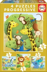 4 Puzzle progresiv Animale salbatice