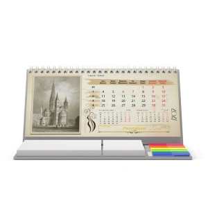 Calendar de birou cu notite repozitionabile DM202 Vintage 2, Argintiu - Img 5