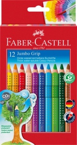 Creioane Colorate 12 Culori + Ascuțitoare Jumbo Grip Faber-Castell