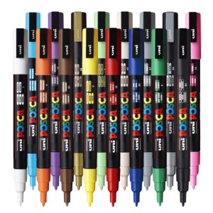 Marker UNI Posca PC-3M, varf rotund, 0.9-1.3mm, set 16 culori - Img 3