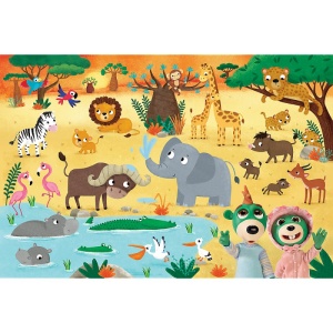 Puzzle carton 24 piese Trefl Primo - Babies and the Bear - Super Maxi - In Safari, +3 ani - Img 2