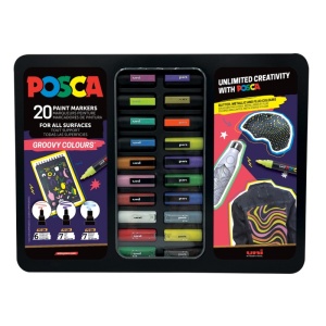 Set 20x Marker UNI Posca Groovy Colours, cutie metalica - Img 2