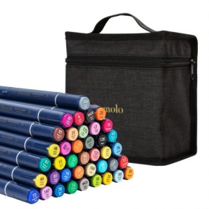Set 40 Markere Sketching Varf Dublu Rotund/Tesit Husa Textil Deli - Img 1