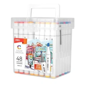 Set 48 Markere Skething Varf Dublu 1mm/7mm Cut Plastic Deli - Img 2
