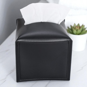 Suport Din Piele Naturala Neagra Pentru Servetele - Img 6