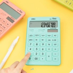 Calculator Birou 12Dig Bleu Pastel Deli - Img 6