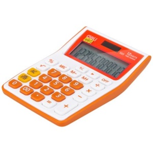 Calculator Buzunar 12 Dib Alb-Portocaliu Deli - Img 3