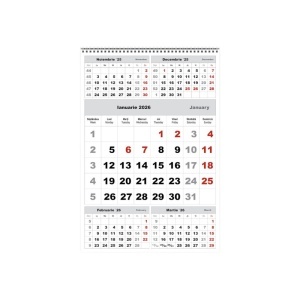 Calendar de perete TRIPTIC CLASIC 3 Argintiu