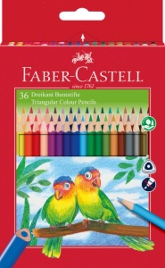 Creioane Colorate Triunghiulare 36 Culori + Ascuțitoare Eco Faber-Castell