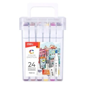 Set 24 Markere Skething Varf Dublu 1mm/7mm Cut Plastic Deli