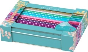Set Cadou 20 Creioane Colorate Sparkle + Ascutitoare Sleeve Faber-Castell - Img 2