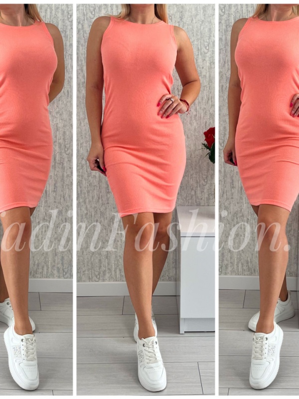 Rochie Dama bumbac elastic COLORS - Corai