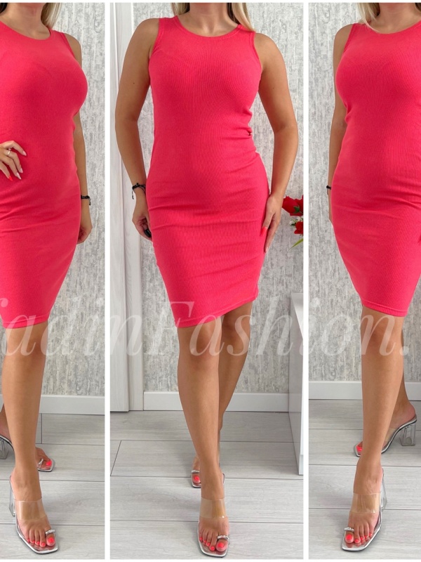 Rochie Dama bumbac elastic COLORS - Roz