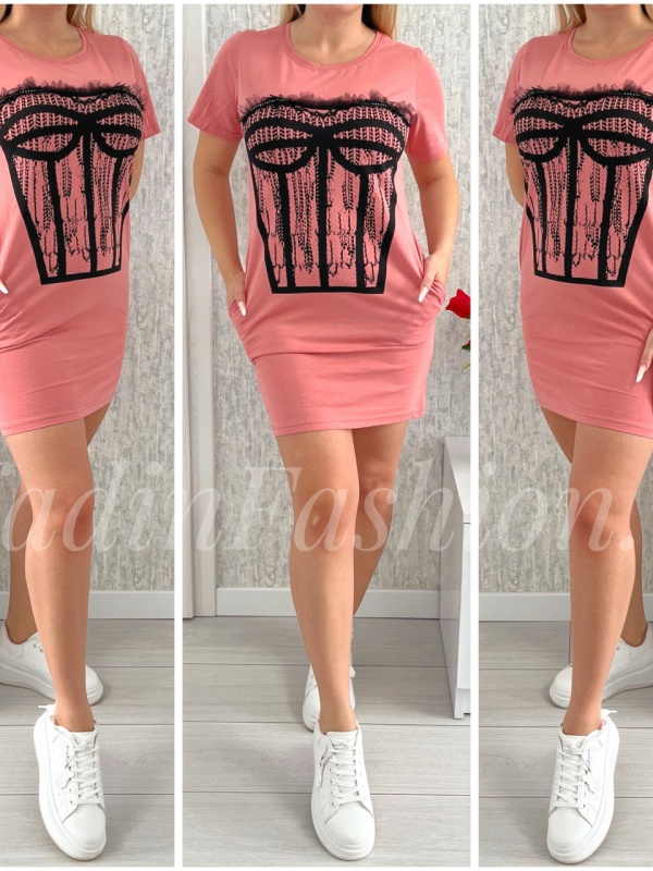 Rochie Dama de Zi SILUET - Roz