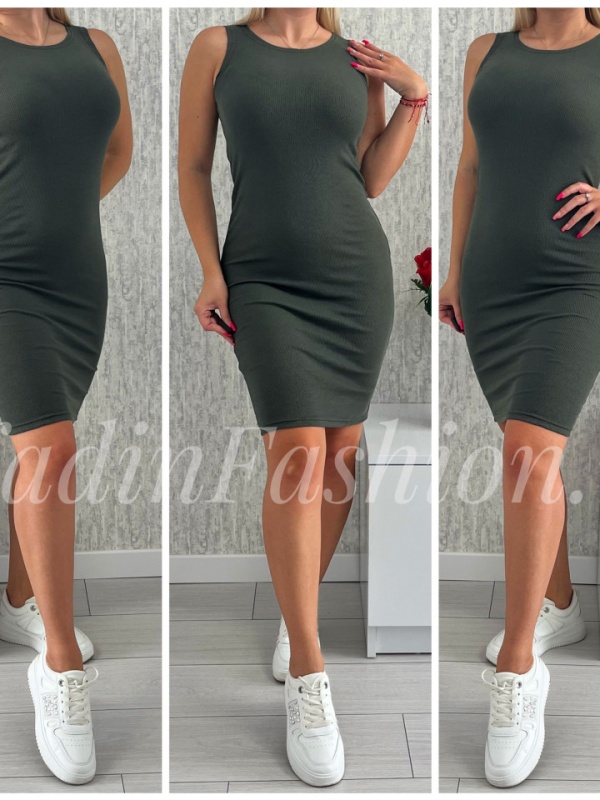 Rochie Dama bumbac elastic COLORS - Khaki