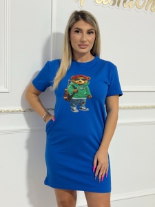 Rochie Bumbac Buzunare - SUMMER - Albastru